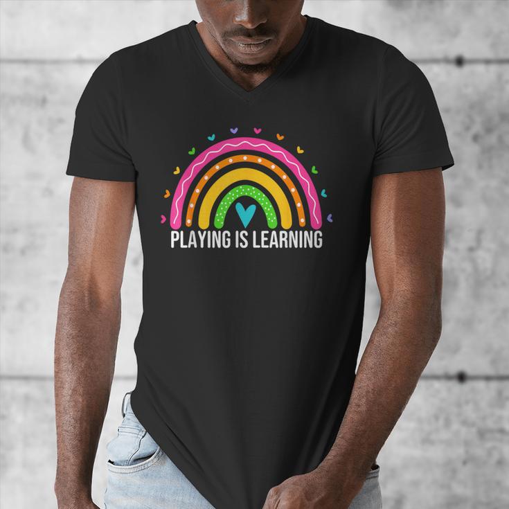 Playing Is Learning Early Childhood Education ECE Teacher Men's V-Neck T-Shirt, funny design Playing Is Learning Early Childhood Education ECE Teacher Men's V-Neck T-Shirt, funny design