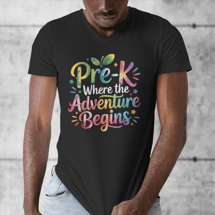Pre-K Where The Adventure Begins Preschool Teachers Students Men's V-Neck T-Shirt, funny design Pre-K Where The Adventure Begins Preschool Teachers Students Men's V-Neck T-Shirt, funny design