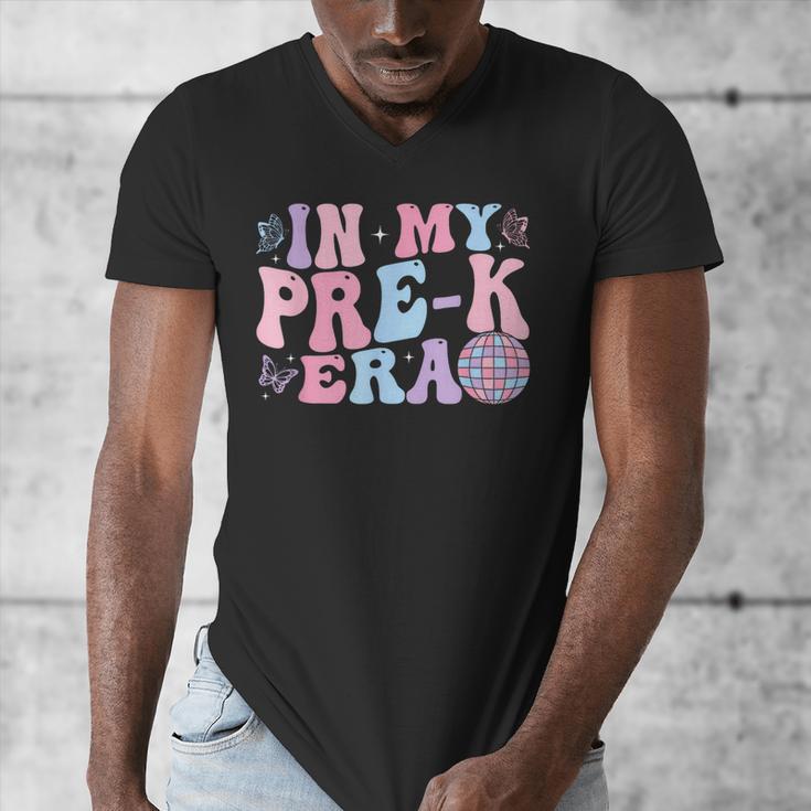 In My Pre K Era Groovy Back To School First Day Teacher Kids Men's V-Neck T-Shirt, Groovy Teacher Gifts, funny design