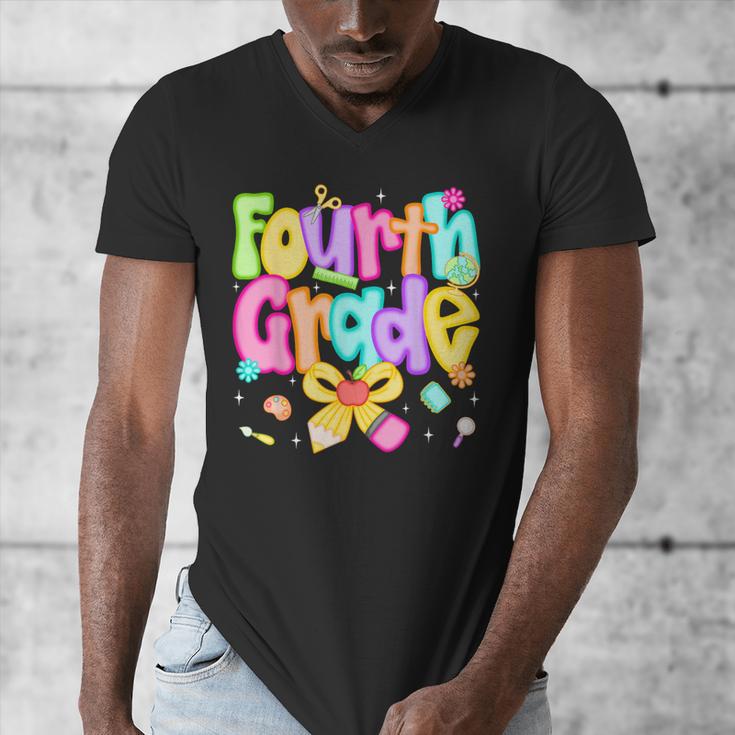 Preppy Fourth Grade Back To School 4th Grade Teacher Girls Men's V-Neck T-Shirt, 4th Grade Teacher Gifts, funny design