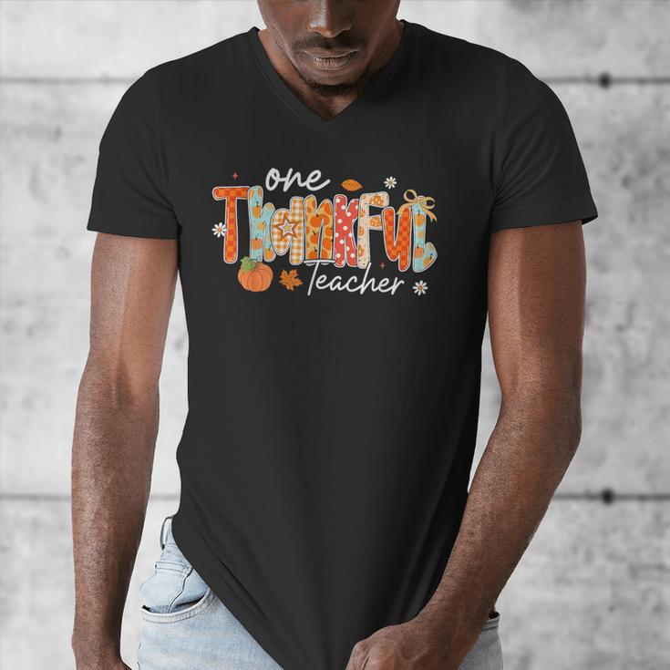 Preppy One Thankful Teacher Coquette Thanksgiving Teacher Men's V-Neck T-Shirt, funny design Preppy One Thankful Teacher Coquette Thanksgiving Teacher Men's V-Neck T-Shirt, funny design