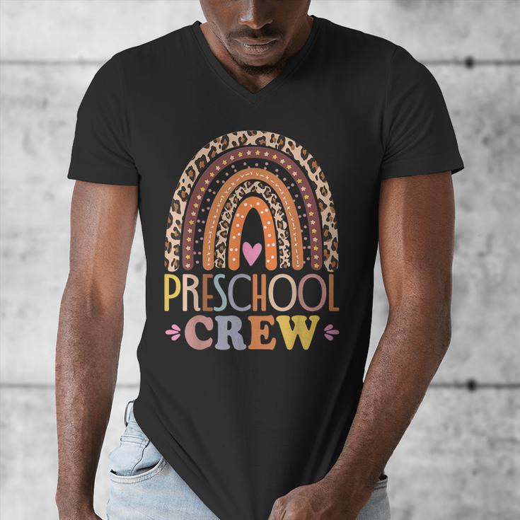Preschool Crew Cute Leopard Rainbow Back To School Teachers Men's V-Neck T-Shirt, funny design