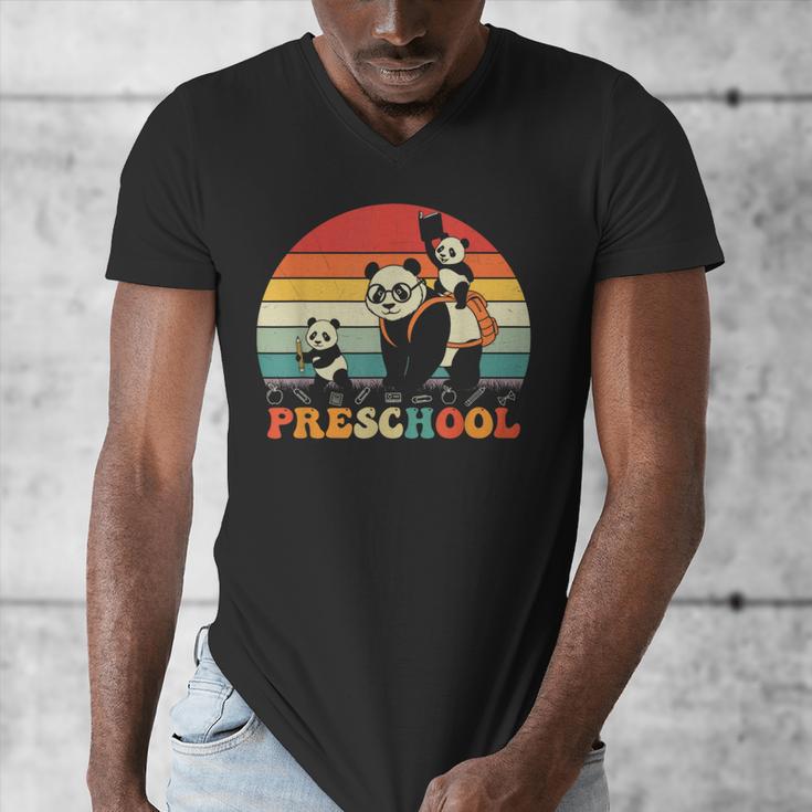 Preschool Panda Back To School Teacher Student Men's V-Neck T-Shirt, funny design