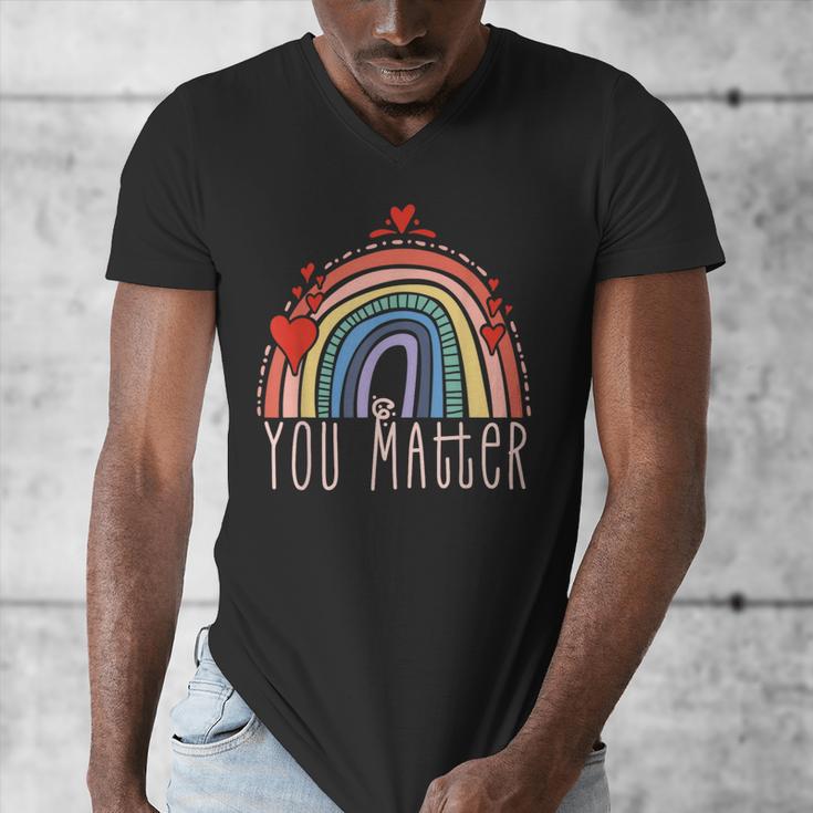 Pretty YOU MATTER Rainbow Positive Message Teachers Kids Men's V-Neck T-Shirt, funny design Pretty YOU MATTER Rainbow Positive Message Teachers Kids Men's V-Neck T-Shirt, funny design