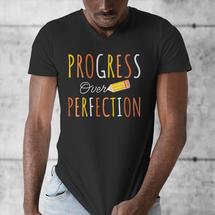Progress Over Perfection Teacher Pencil Back-To-School Men's V-Neck T-Shirt, funny design Progress Over Perfection Teacher Pencil Back-To-School Men's V-Neck T-Shirt, funny design