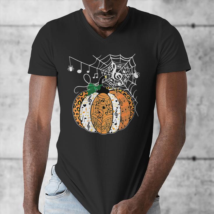 Pumpkin Music Teacher Halloween Fall Music Notes Autumn Men's V-Neck T-Shirt, funny design