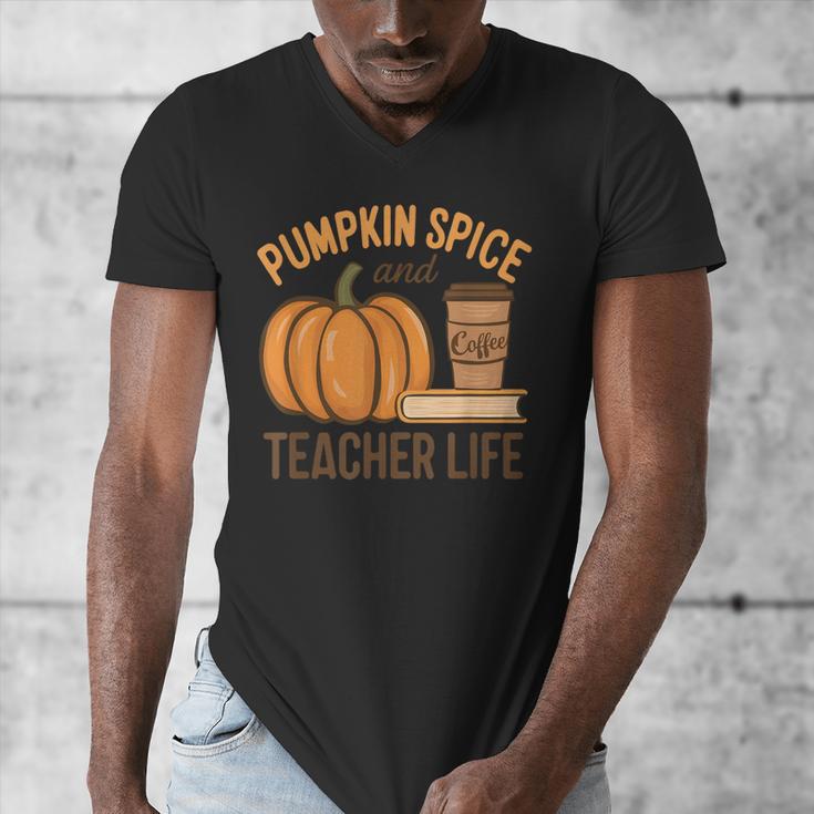 Pumpkin Spice And Teacher Life Halloween Teacher Men's V-Neck T-Shirt, funny design Pumpkin Spice And Teacher Life Halloween Teacher Men's V-Neck T-Shirt, funny design