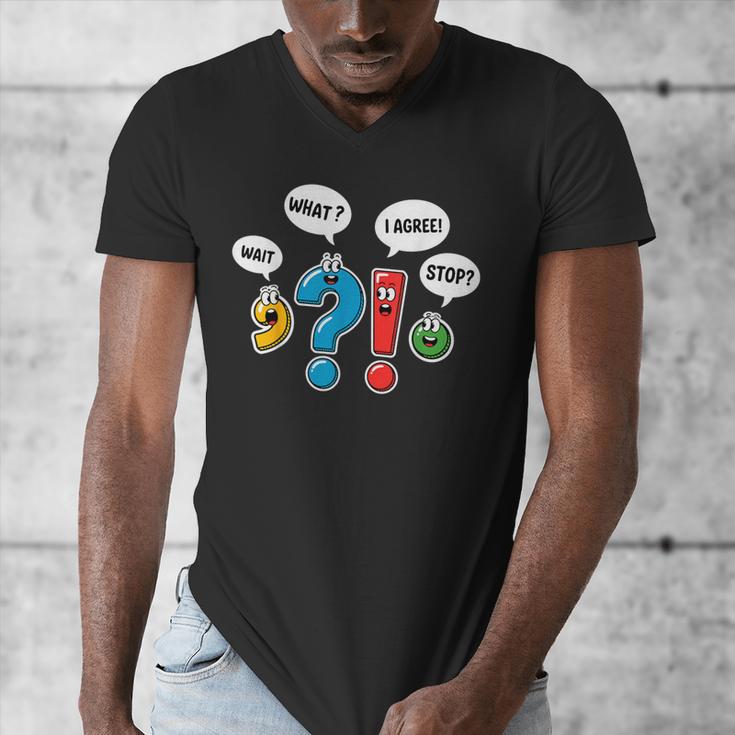 Punctuation Marks Wait What I Agree Stop English Teacher Men's V-Neck T-Shirt, English Teacher Gifts, funny design Punctuation Marks Wait What I Agree Stop English Teacher Men's V-Neck T-Shirt, English Teacher Gifts, funny design