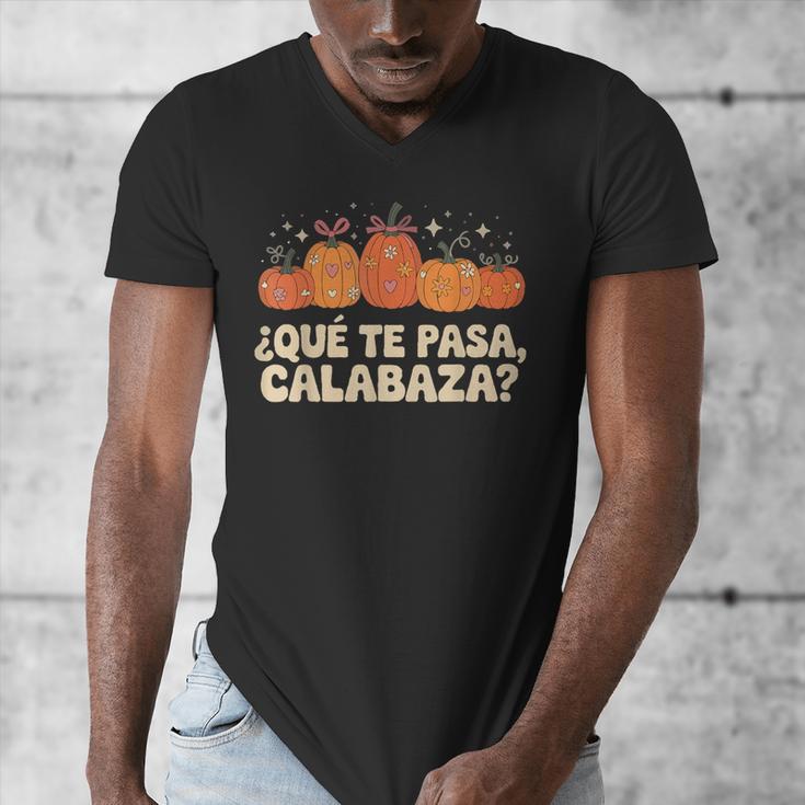 Que Pasa Calabaza Spanish Teacher Bilingual Pumpkin Women Men's V-Neck T-Shirt, funny design