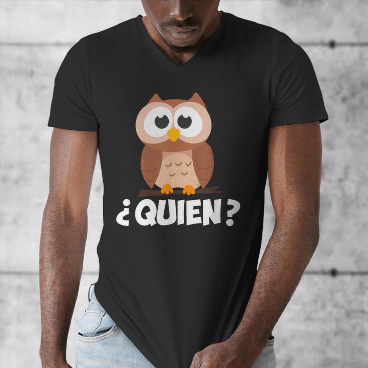 Quien Who Owl Spanish Teacher Men's V-Neck T-Shirt, funny design Quien Who Owl Spanish Teacher Men's V-Neck T-Shirt, funny design