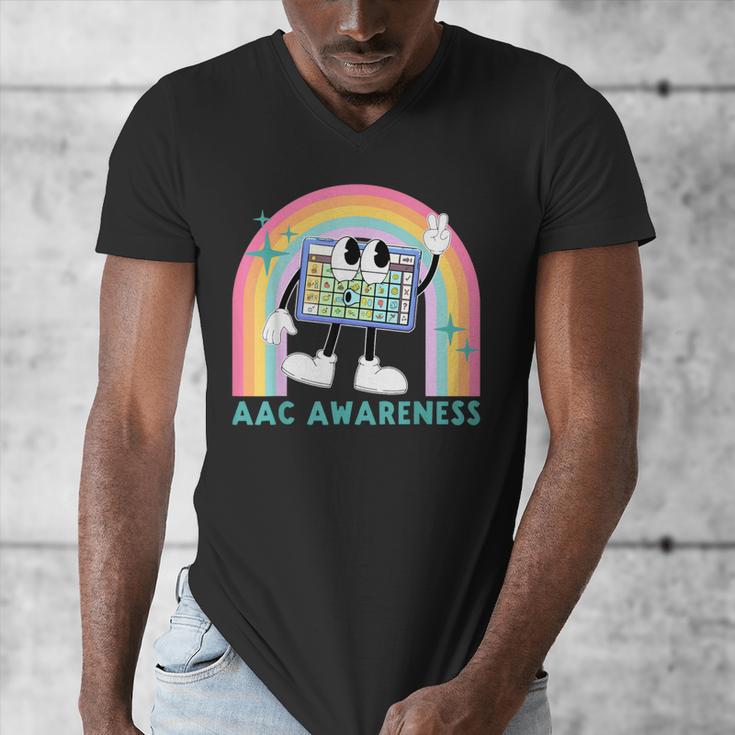 Rainbow AAC Awareness Month SPED Teacher SLP Communication Men's V-Neck T-Shirt, funny design