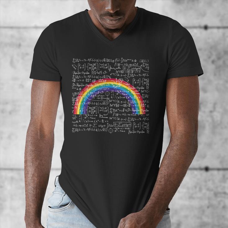Rainbow Math Equation Teacher Nerd Retro LGBT Gay Pride Flag Men's V-Neck T-Shirt, funny design
