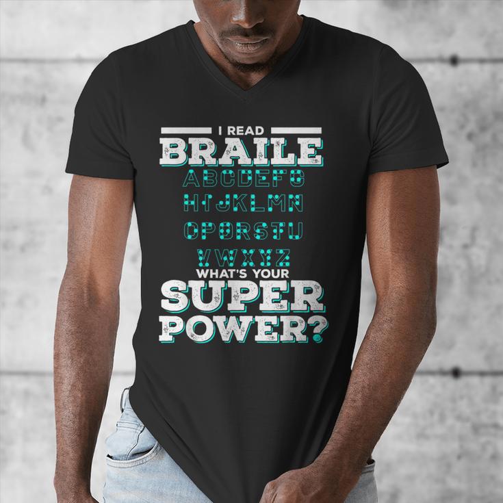 I Read Braille Tell Me Your Superpower Braille Teacher For Men Women Men's V-Neck T-Shirt, funny design I Read Braille Tell Me Your Superpower Braille Teacher For Men Women Men's V-Neck T-Shirt, funny design