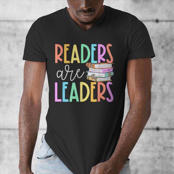 Readers Are Leaders Reading Book Lovers Teacher Women Kids Men's V-Neck T-Shirt, funny design