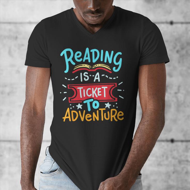 Reading Adventure Library Student Teacher Book Men's V-Neck T-Shirt, funny design