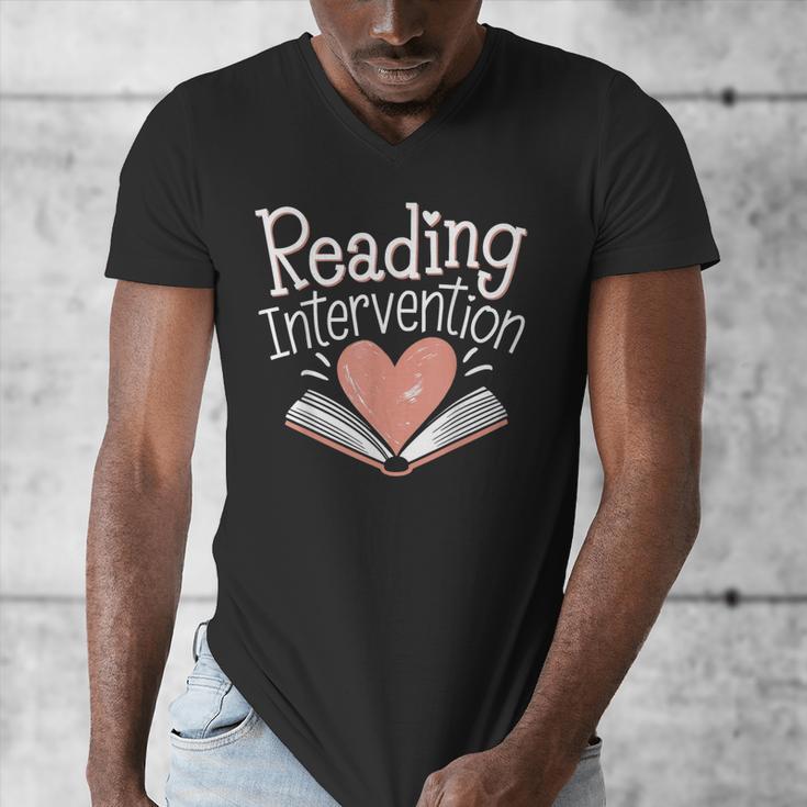 Reading Intervention Teacher Men's V-Neck T-Shirt, funny design