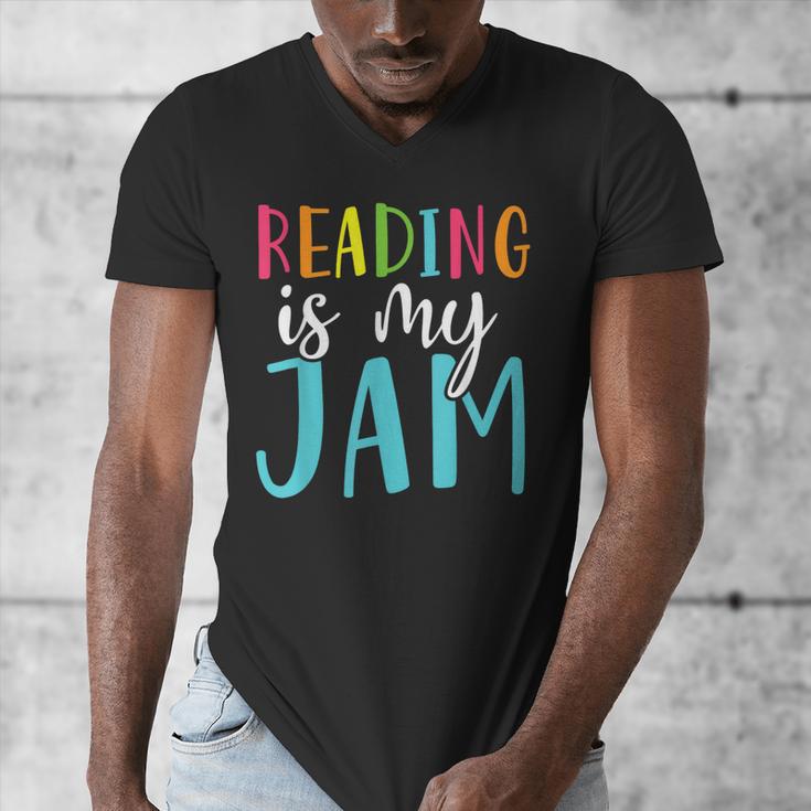 Reading Is My Jam Back To School Teacher Men's V-Neck T-Shirt, funny design Reading Is My Jam Back To School Teacher Men's V-Neck T-Shirt, funny design