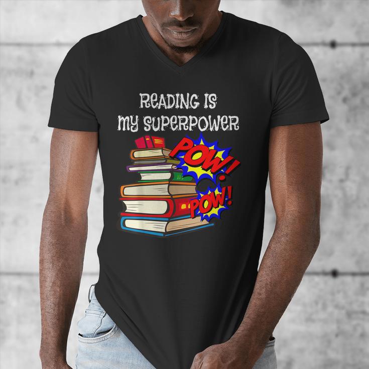 Reading Is My Super Power Superhero Best English Teacher Men's V-Neck T-Shirt, Super Teacher Gifts, English Teacher Gifts, funny design