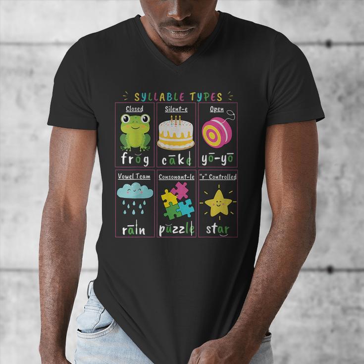 Reading Teacher Syllable Types Phonics Phonemic Awareness Men's V-Neck T-Shirt, funny design Reading Teacher Syllable Types Phonics Phonemic Awareness Men's V-Neck T-Shirt, funny design