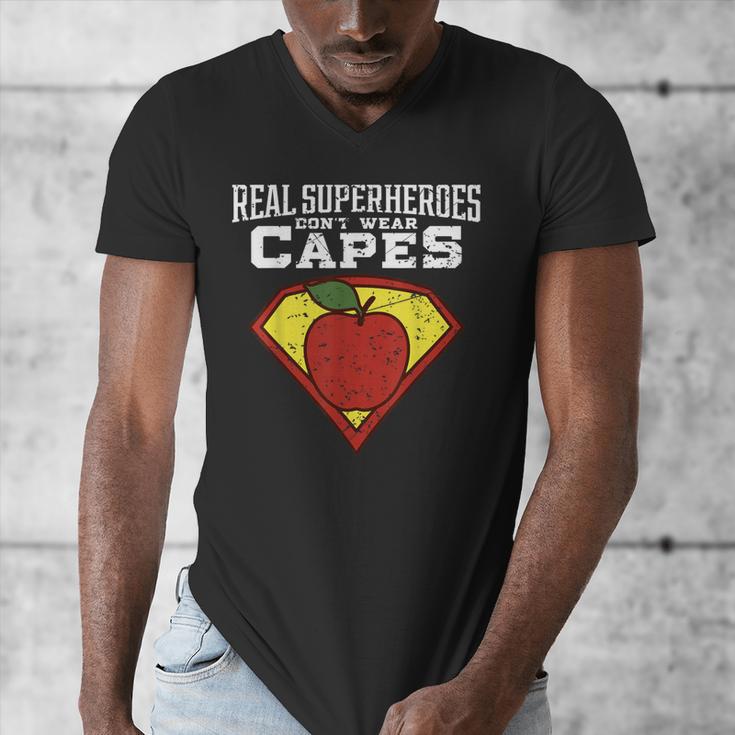 Real Superheroes Don't Wear Capes Teacher Shirt Teaching Te Men's V-Neck T-Shirt, funny design Real Superheroes Don't Wear Capes Teacher Shirt Teaching Te Men's V-Neck T-Shirt, funny design