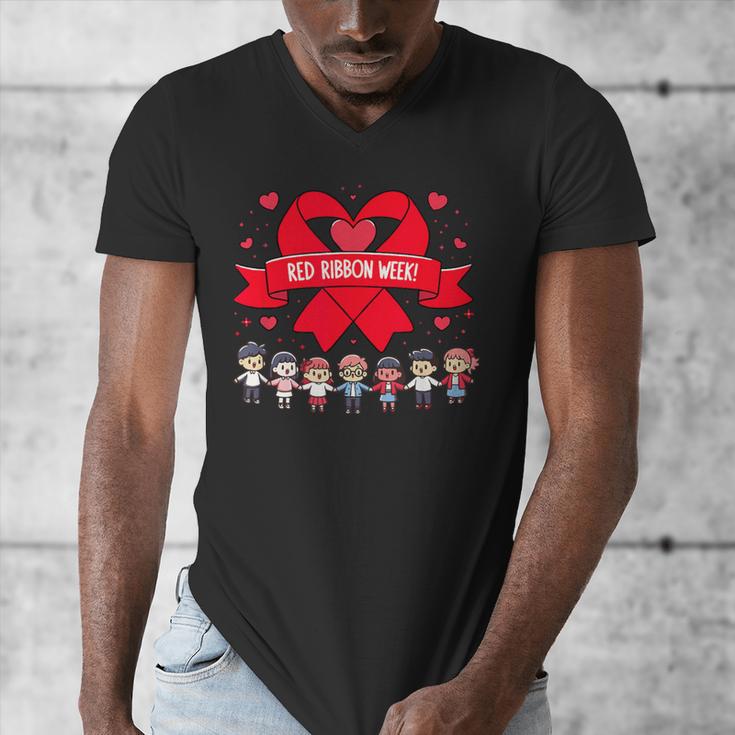 Red Ribbon Week Awareness For Students And Teachers Men Women Girls Kids Men's V-Neck T-Shirt, funny design Red Ribbon Week Awareness For Students And Teachers Men Women Girls Kids Men's V-Neck T-Shirt, funny design