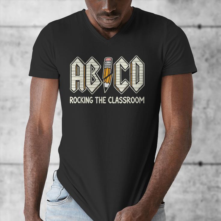 Retro Abcd Teacher Novelty Back To School Teacher Men's V-Neck T-Shirt, funny design Retro Abcd Teacher Novelty Back To School Teacher Men's V-Neck T-Shirt, funny design