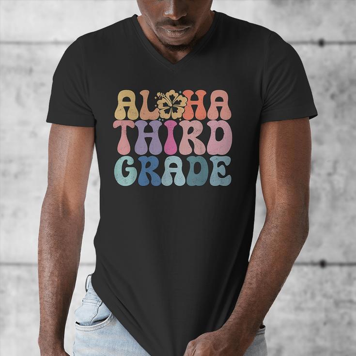 Retro Aloha Third Grade Teacher Summer Vacation Beach Hawaii Men's V-Neck T-Shirt, funny design Retro Aloha Third Grade Teacher Summer Vacation Beach Hawaii Men's V-Neck T-Shirt, funny design