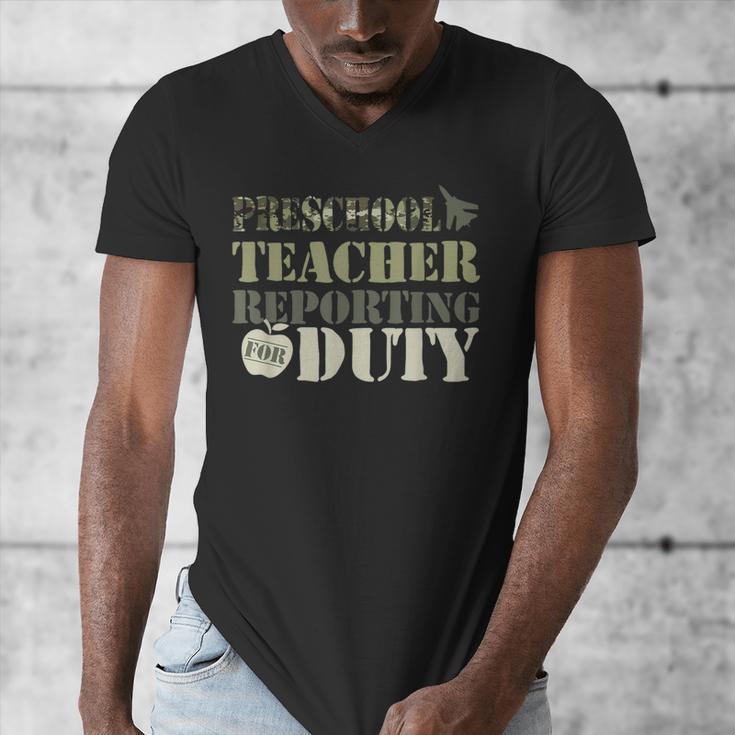 Retro Back To School Women Old Camo Preschool Teacher Men's V-Neck T-Shirt, funny design Retro Back To School Women Old Camo Preschool Teacher Men's V-Neck T-Shirt, funny design