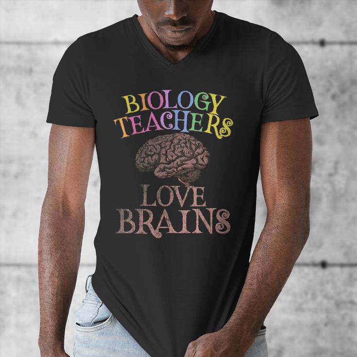 Retro BIOLOGY TEACHERS LOVE BRAINS This Is My Scary STEM Men's V-Neck T-Shirt, funny design