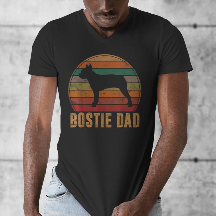 Retro Boston Terrier Dad Dog Owner Pet Bostie Father Men's V-Neck T-Shirt, Couple Gifts, Boston Terrier Dad Gifts, funny design