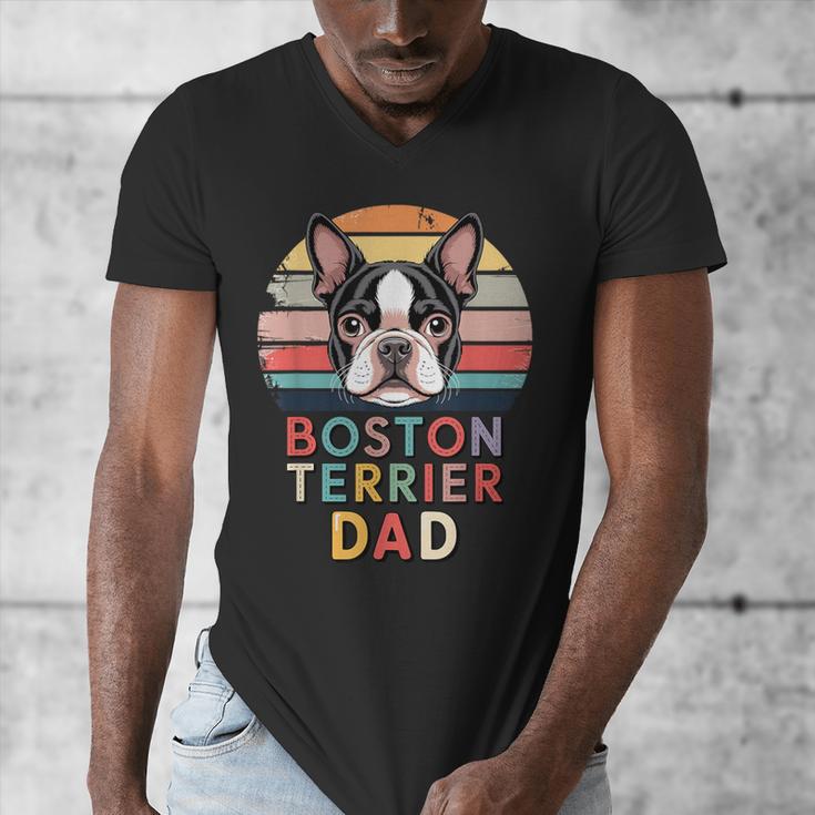 Retro Boston Terrier Dad Men's V-Neck T-Shirt, Couple Gifts, Boston Terrier Dad Gifts, funny design