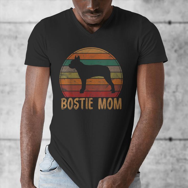 Retro Boston Terrier Mom Dog Mother Pet Bostie Mama Men's V-Neck T-Shirt, Couple Gifts, Mom Gifts, Boston Terrier Mom Gifts, funny design