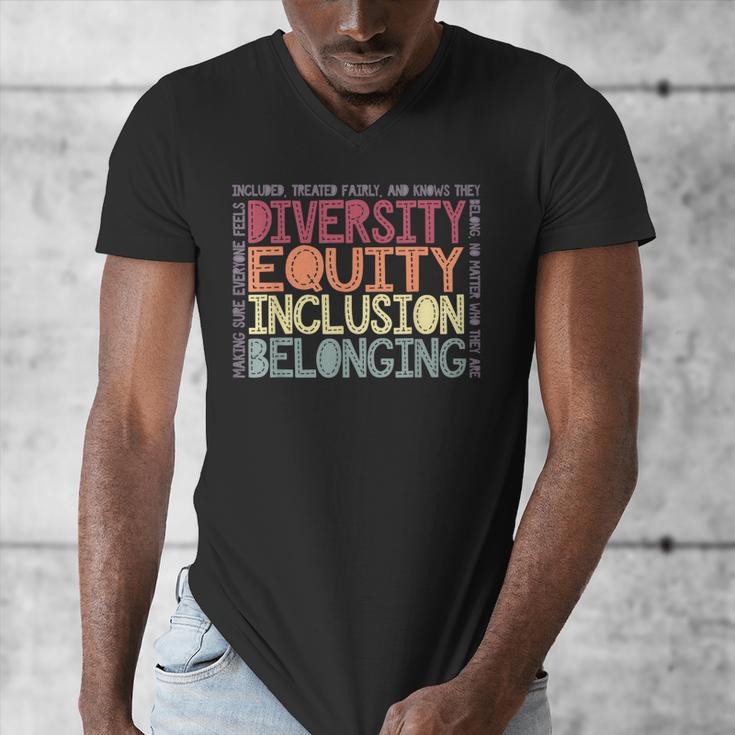 Retro Diversity Equity Inclusion Belonging DEIB Teacher Men's V-Neck T-Shirt, funny design Retro Diversity Equity Inclusion Belonging DEIB Teacher Men's V-Neck T-Shirt, funny design