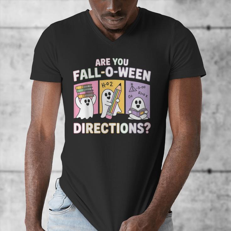 Retro Are You Fall O Ween Directions Teacher Halloween Ghost Men's V-Neck T-Shirt, funny design