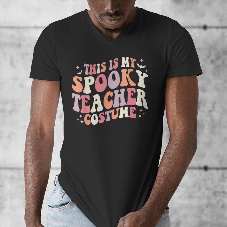 Retro Halloween This Is My Spooky School Teacher Costume Men's V-Neck T-Shirt, funny design Retro Halloween This Is My Spooky School Teacher Costume Men's V-Neck T-Shirt, funny design