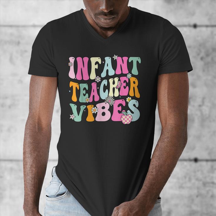 Retro Infant Teacher Vibes Women Daycare Teacher Men's V-Neck T-Shirt, funny design