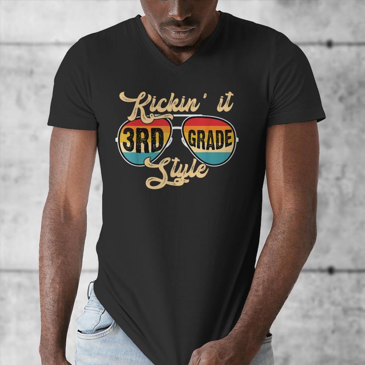 Retro Kickin It 3rd Grade Style Teacher Back To School Men Women Men's V-Neck T-Shirt, funny design Retro Kickin It 3rd Grade Style Teacher Back To School Men Women Men's V-Neck T-Shirt, funny design
