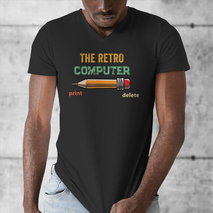 Retro Old-School Computer Pencil Tech Teacher Men's V-Neck T-Shirt, Retro Computer Gifts, funny design Retro Old-School Computer Pencil Tech Teacher Men's V-Neck T-Shirt, Retro Computer Gifts, funny design