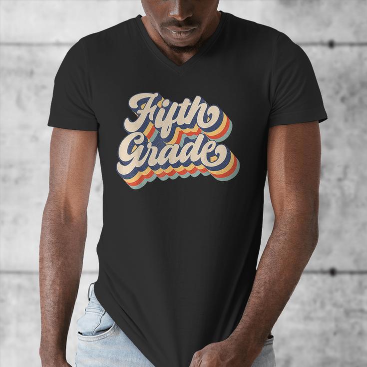 Retro Sunset Fifth Grade Teacher & Student Back To School Men's V-Neck T-Shirt, funny design