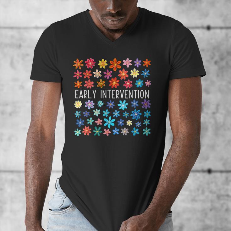 Retro Wildflower Early Intervention Teacher Interventionist Men's V-Neck T-Shirt, funny design