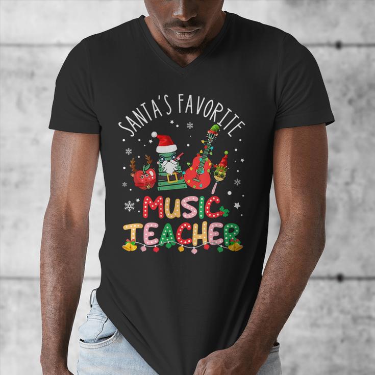 Santa's Favorite Music Teacher Christmas Santa Hat Matching Men's V-Neck T-Shirt, funny design Santa's Favorite Music Teacher Christmas Santa Hat Matching Men's V-Neck T-Shirt, funny design