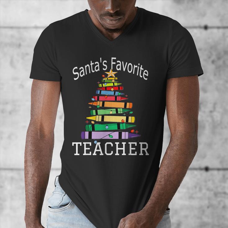 Santa's Favorite Teacher Idea For Christmas Teachers Men's V-Neck T-Shirt, funny design Santa's Favorite Teacher Idea For Christmas Teachers Men's V-Neck T-Shirt, funny design