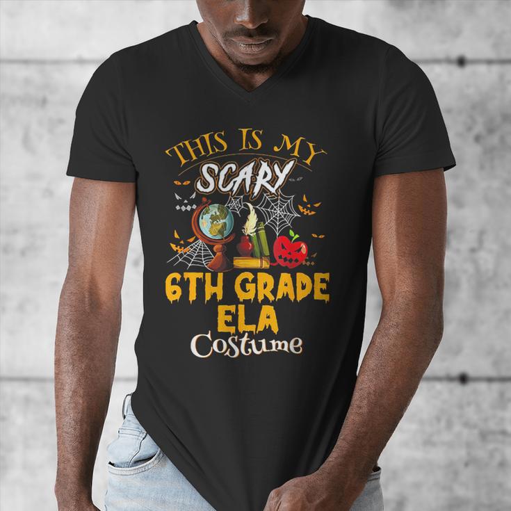 This Is My Scary 6th Grade ELA Costume Teacher Men Women Men's V-Neck T-Shirt, funny design This Is My Scary 6th Grade ELA Costume Teacher Men Women Men's V-Neck T-Shirt, funny design