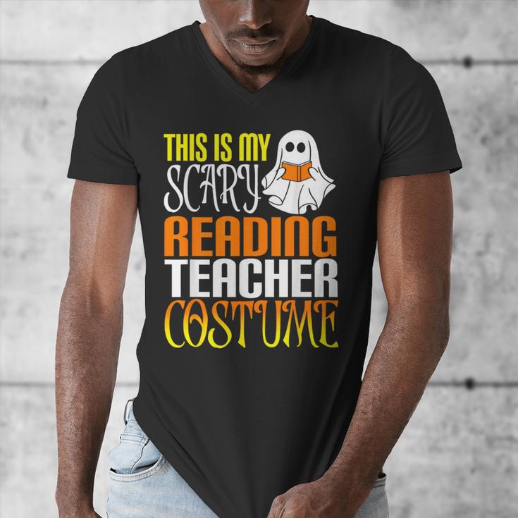 This Is My Scary Reading Teacher Costume Halloween School Men's V-Neck T-Shirt, funny design This Is My Scary Reading Teacher Costume Halloween School Men's V-Neck T-Shirt, funny design