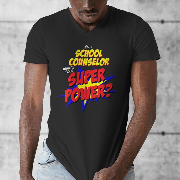 School Counselor Teacher Superhero Superpower Comic Book Men's V-Neck T-Shirt, funny design School Counselor Teacher Superhero Superpower Comic Book Men's V-Neck T-Shirt, funny design