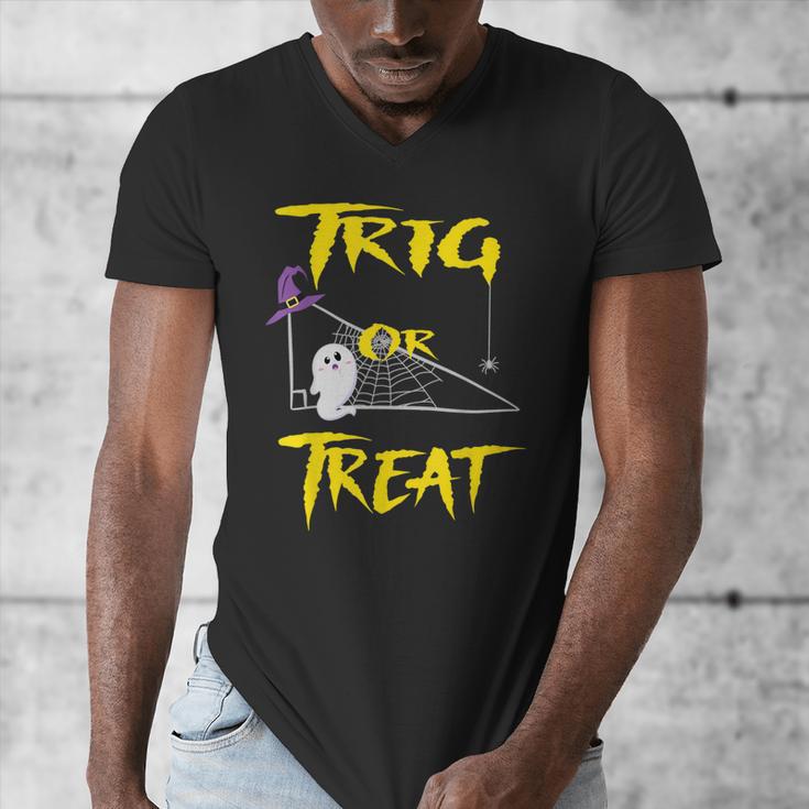 School Math Teacher Halloween 2022 Trig Or Treat Shirt Men's V-Neck T-Shirt, funny design