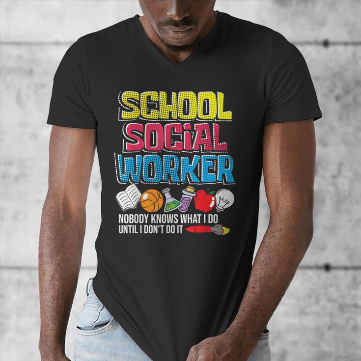 School Social Worker Teacher Caseworker Public Servant LSW Men's V-Neck T-Shirt, funny design
