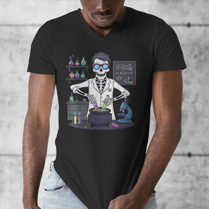 Science Teacher Halloween Skeleton Scientist Chemistry Men's V-Neck T-Shirt, Science Teacher Gifts, funny design