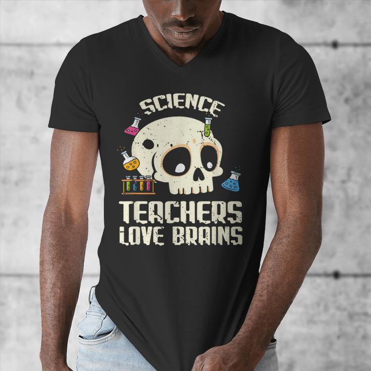 Science Teachers Love Brains Teachers Halloween Men's V-Neck T-Shirt, Science Teacher Gifts, funny design