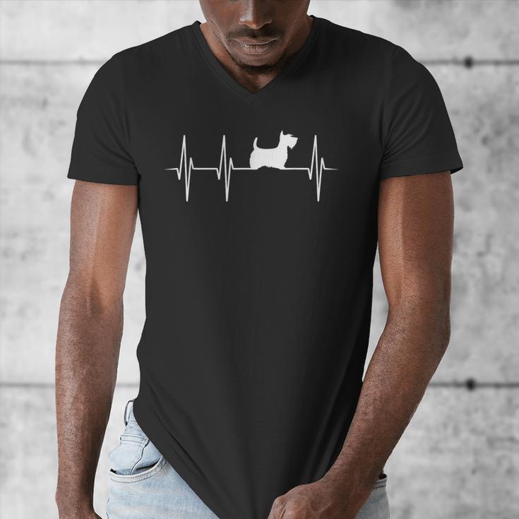 Scottish Terrier Dog Heartbeat Scottie Dog Lover T-Shirt Men's V-Neck T-Shirt, funny design